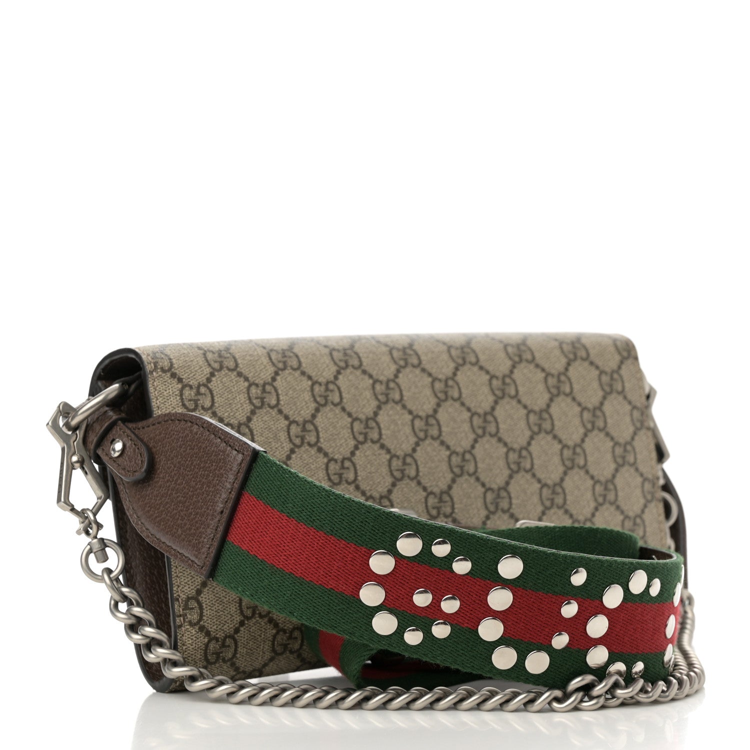 Gucci GG Supreme Web Monogram Textured Dollar Calfskin Dionysus Small Shoulder Bag Beige Ebony New Acero 3 of 16