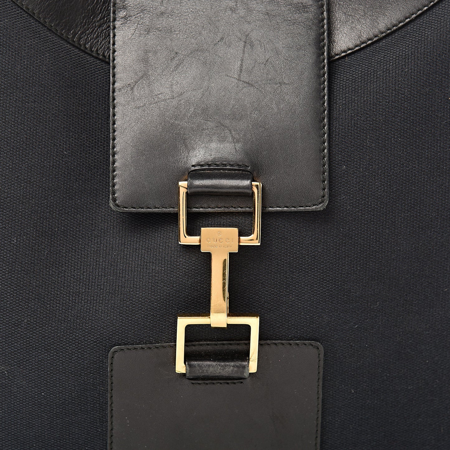 Canvas Calfskin Jackie O Hobo Black
