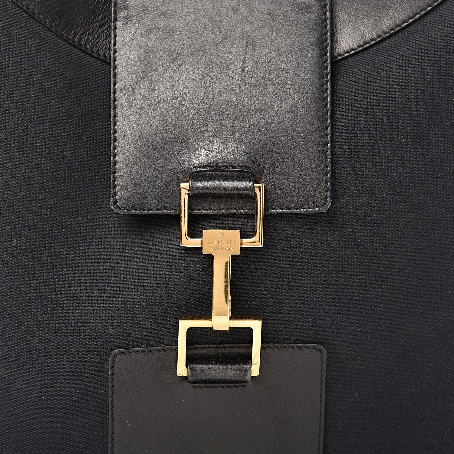Gucci Canvas Calfskin Jackie O Hobo Black 7 of 16