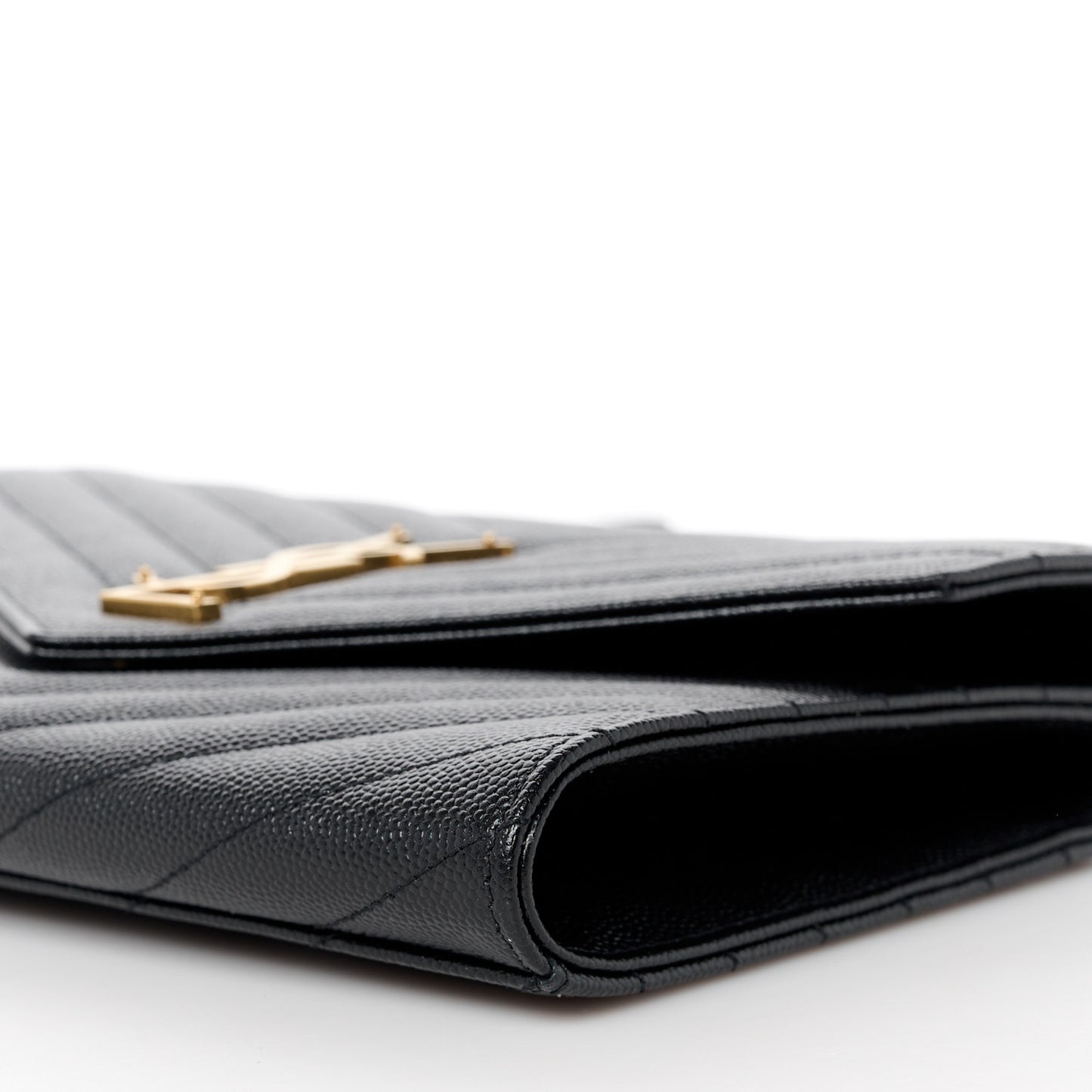 Grain De Poudre Matelasse Chevron Monogram Envelope Clutch Black
