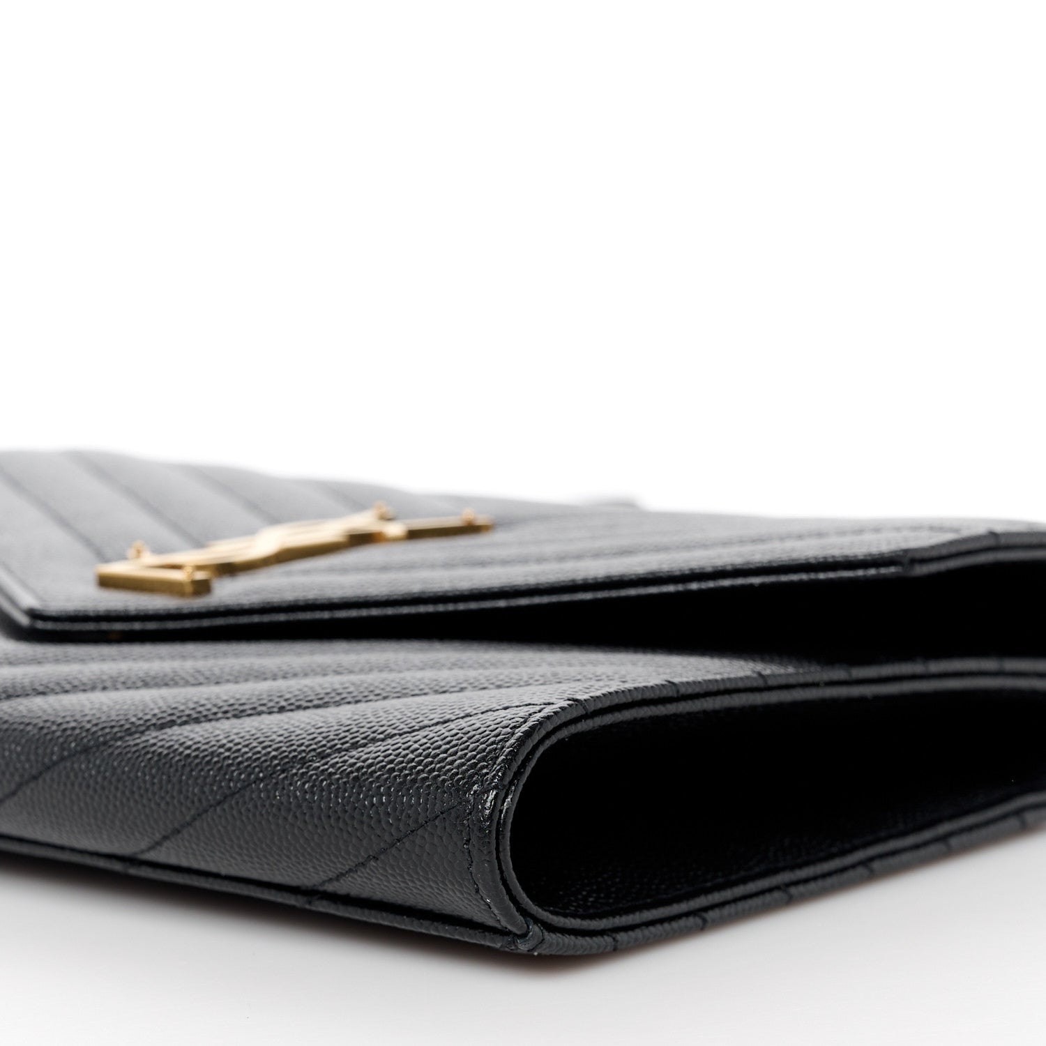 Saint Laurent Grain De Poudre Matelasse Chevron Monogram Envelope Clutch Black 10 of 11