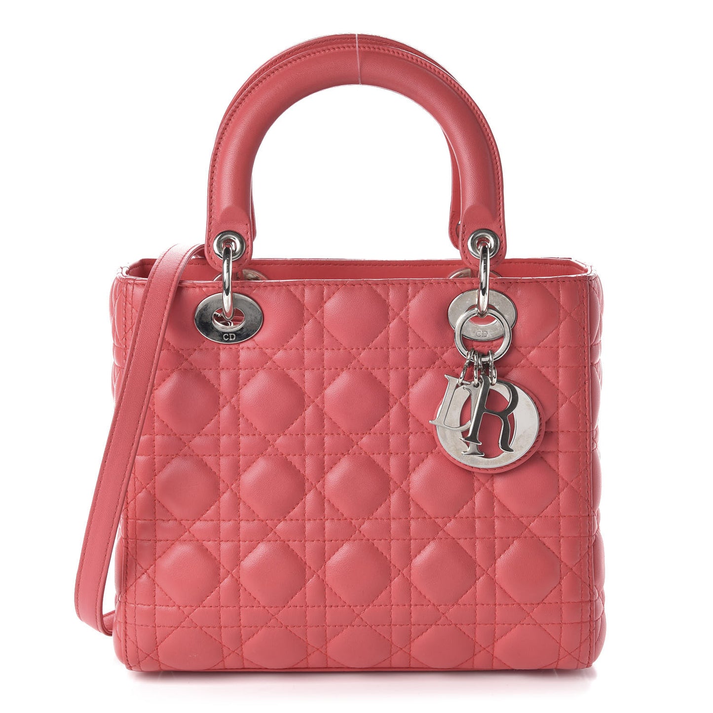 Lambskin Cannage Medium Lady Dior Coral