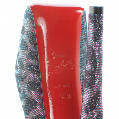Christian Louboutin Lame Leopard Highness 160 Pumps 36.5 Turquoise Violet 6 of 7