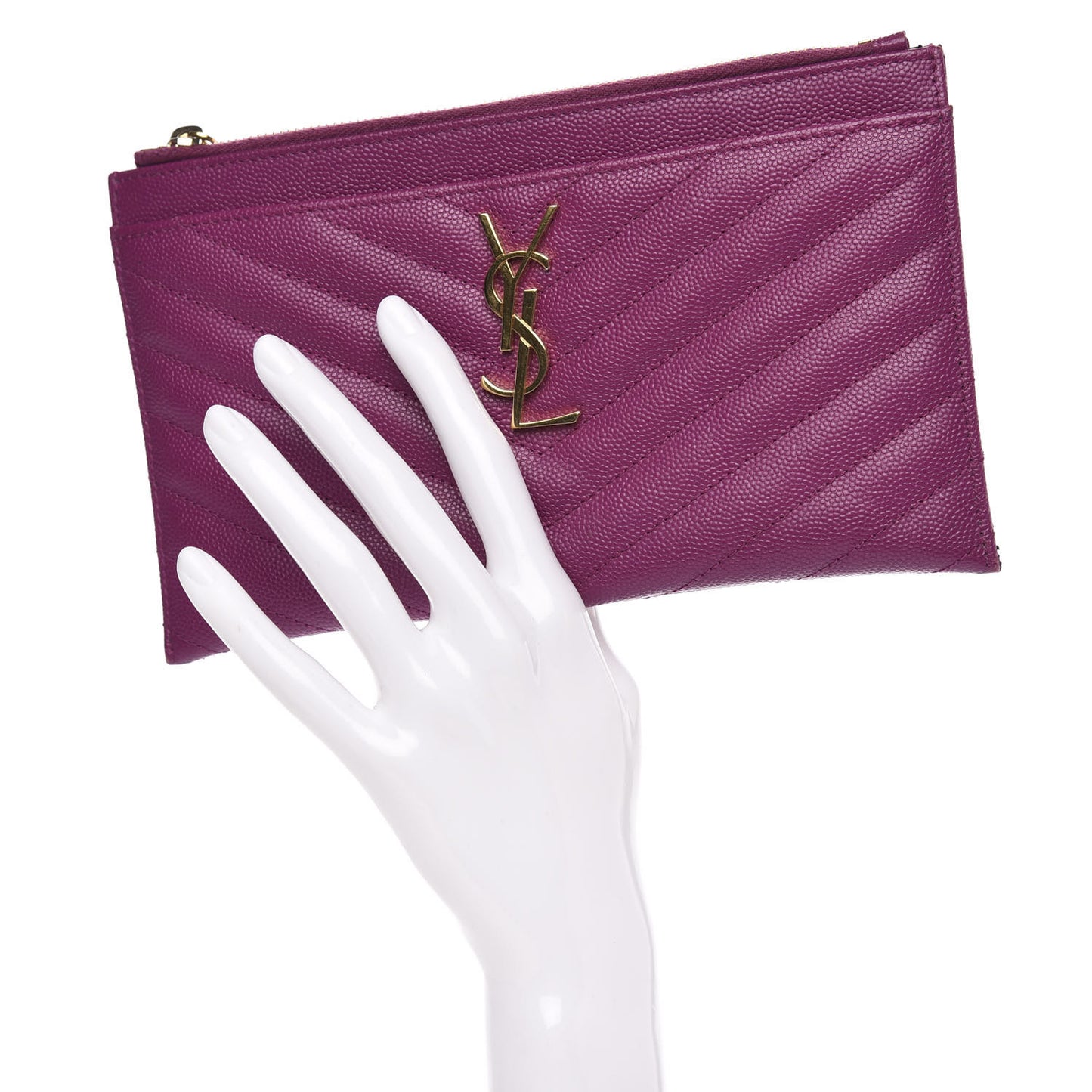 Grain De Poudre Chevron Monogram Bill Pouch Dark Grape