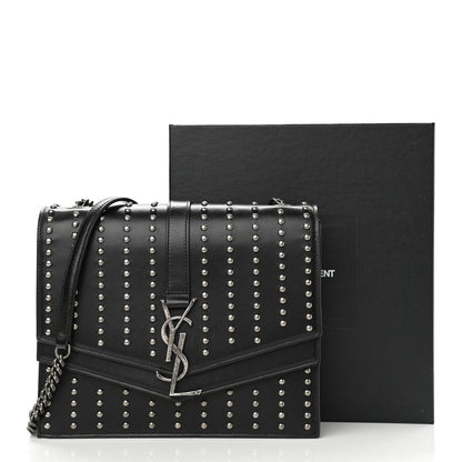 Saint Laurent Calfskin Studded Monogram Medium Sulpice Shoulder Bag Black 12 of 12