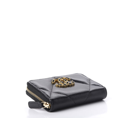 Chanel Lambskin Quilted Chanel 19 Zip Around Coin Purse Wallet Black 4 of 8