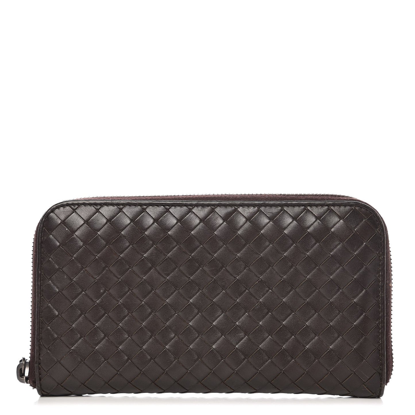 Nappa Intrecciato Zip Around Wallet Ebano