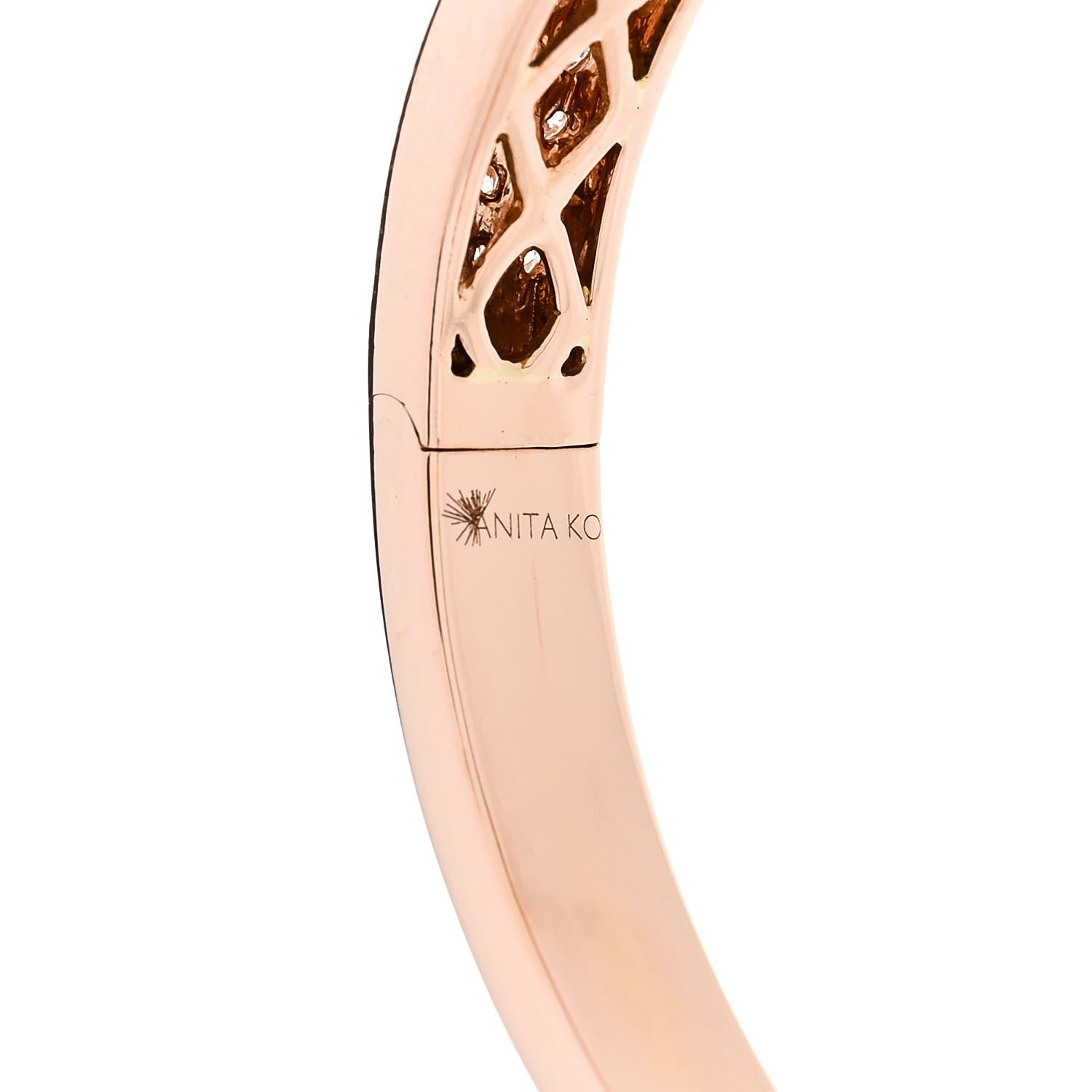Anita Ko 18K Rose Gold Diamond V Bangle Bracelet 3 of 5