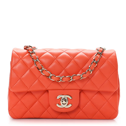 Chanel Lambskin Quilted Mini Rectangular Flap Coral 1 of 9