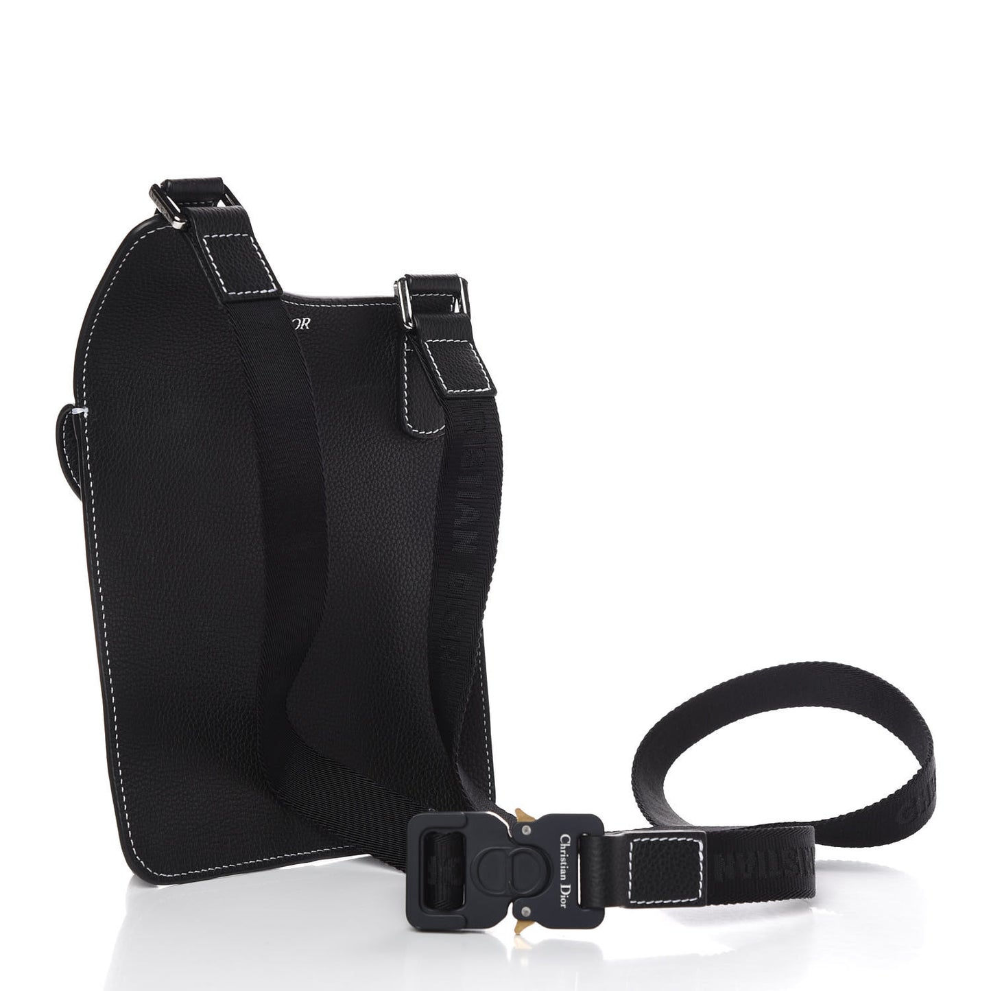 X KAWS Grained Calfskin Bee Saddle Pouch Black
