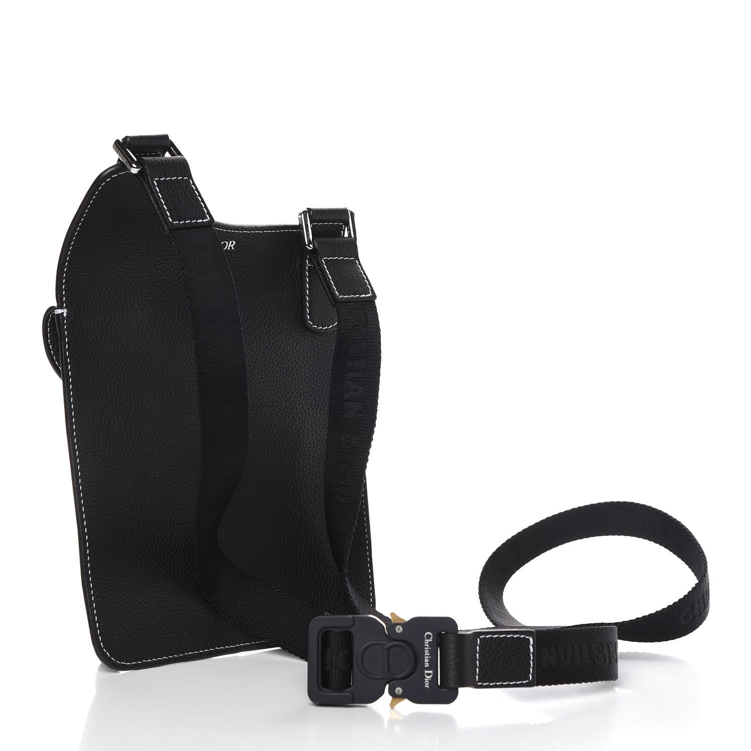 Christian Dior X KAWS Grained Calfskin Bee Saddle Pouch Black 3 of 7