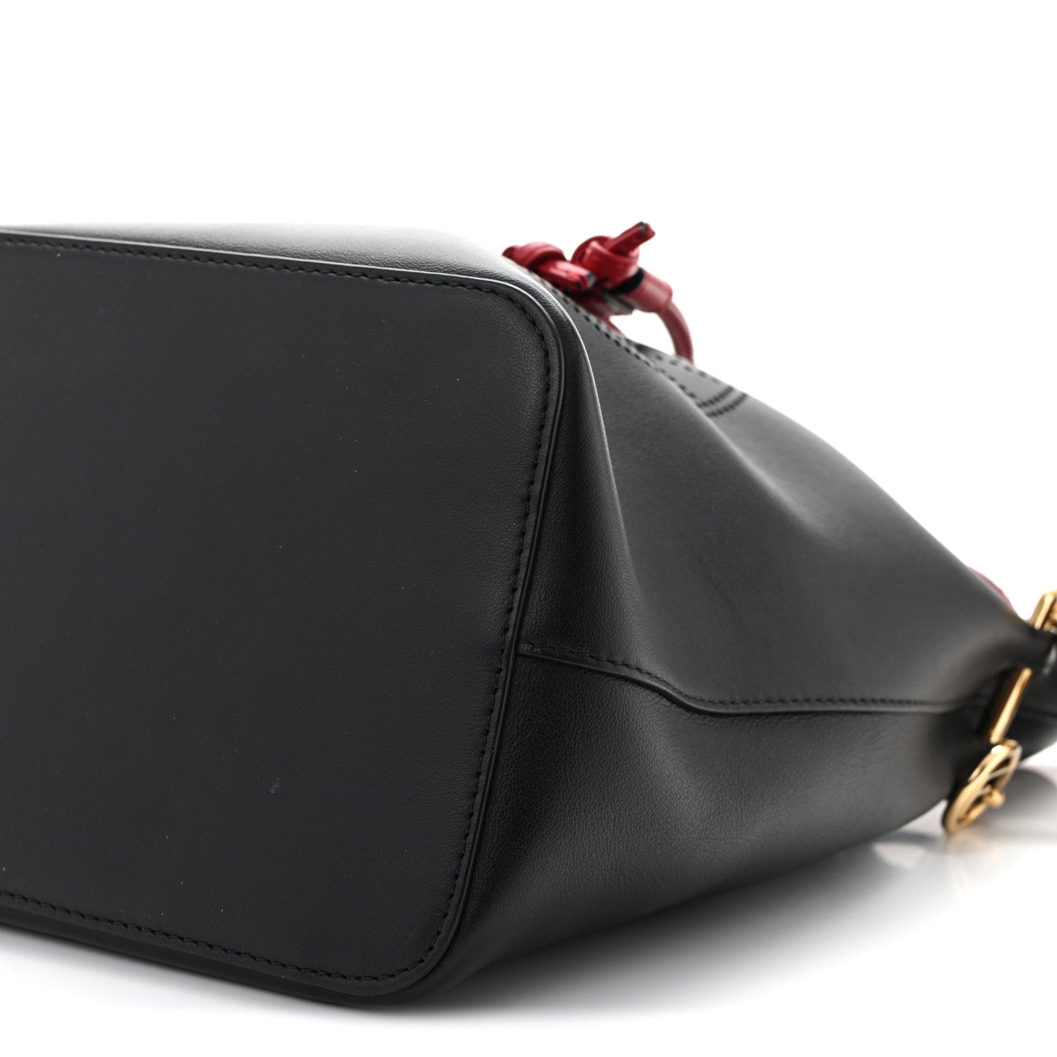 Fendi Vitello Grace F is Fendi Stamp Patch Perforated Small Mon Tresor Bucket Bag Black 9 of 9