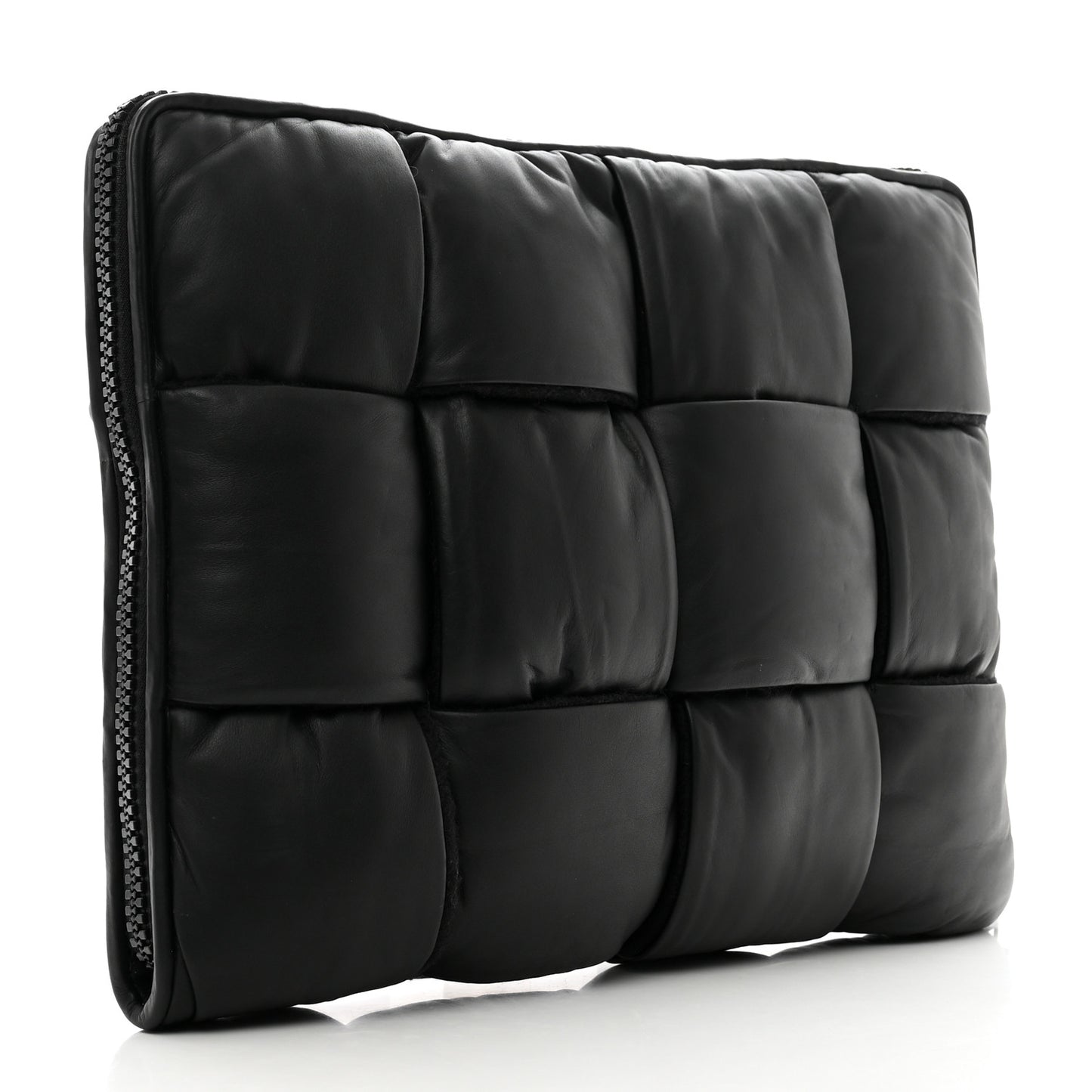 Calfskin Padded Maxi Intrecciato Document Case Black