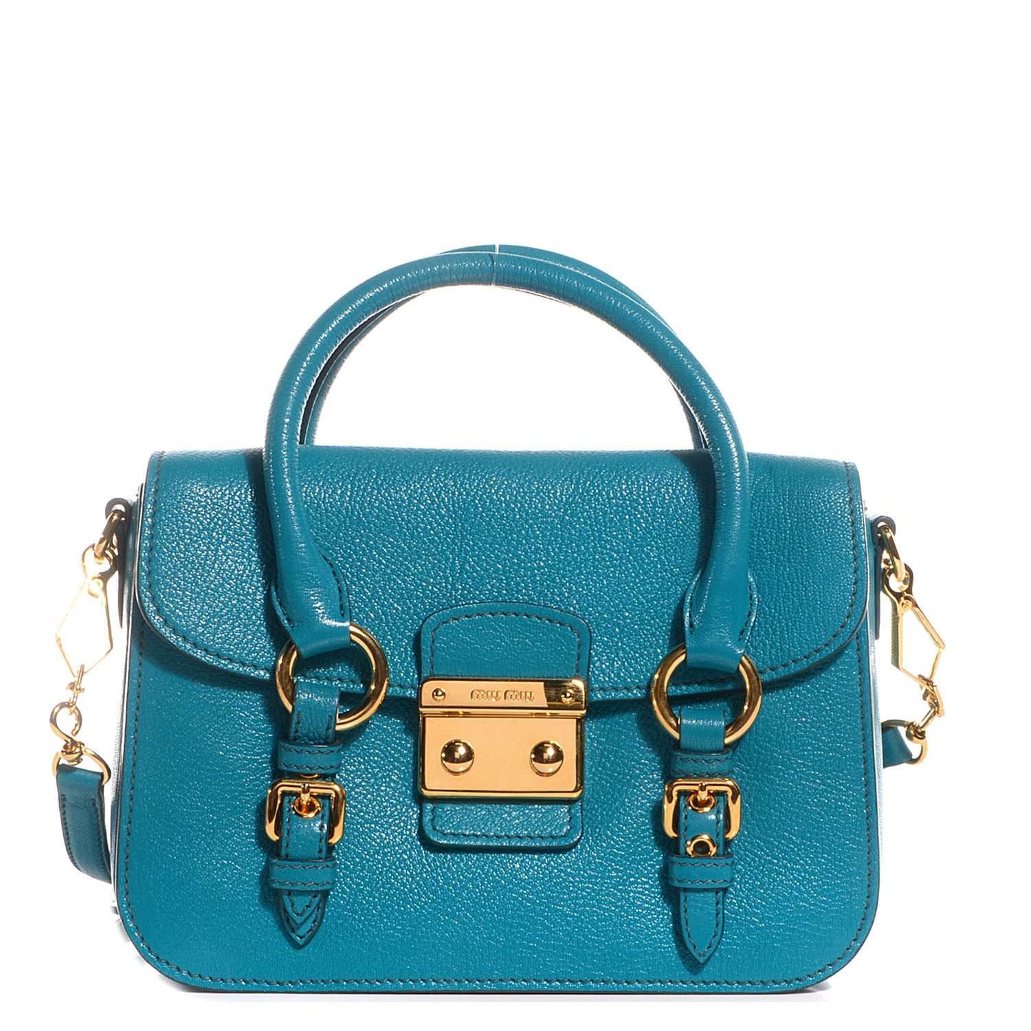 Miu Miu Grained Goatskin Madras Mini Crossbody Bag Turchese 1 of 12