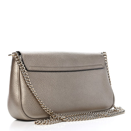 Gucci Metallic Pebbled Calfskin Medium Soho Flap Crossbody Golden Beige 2 of 8