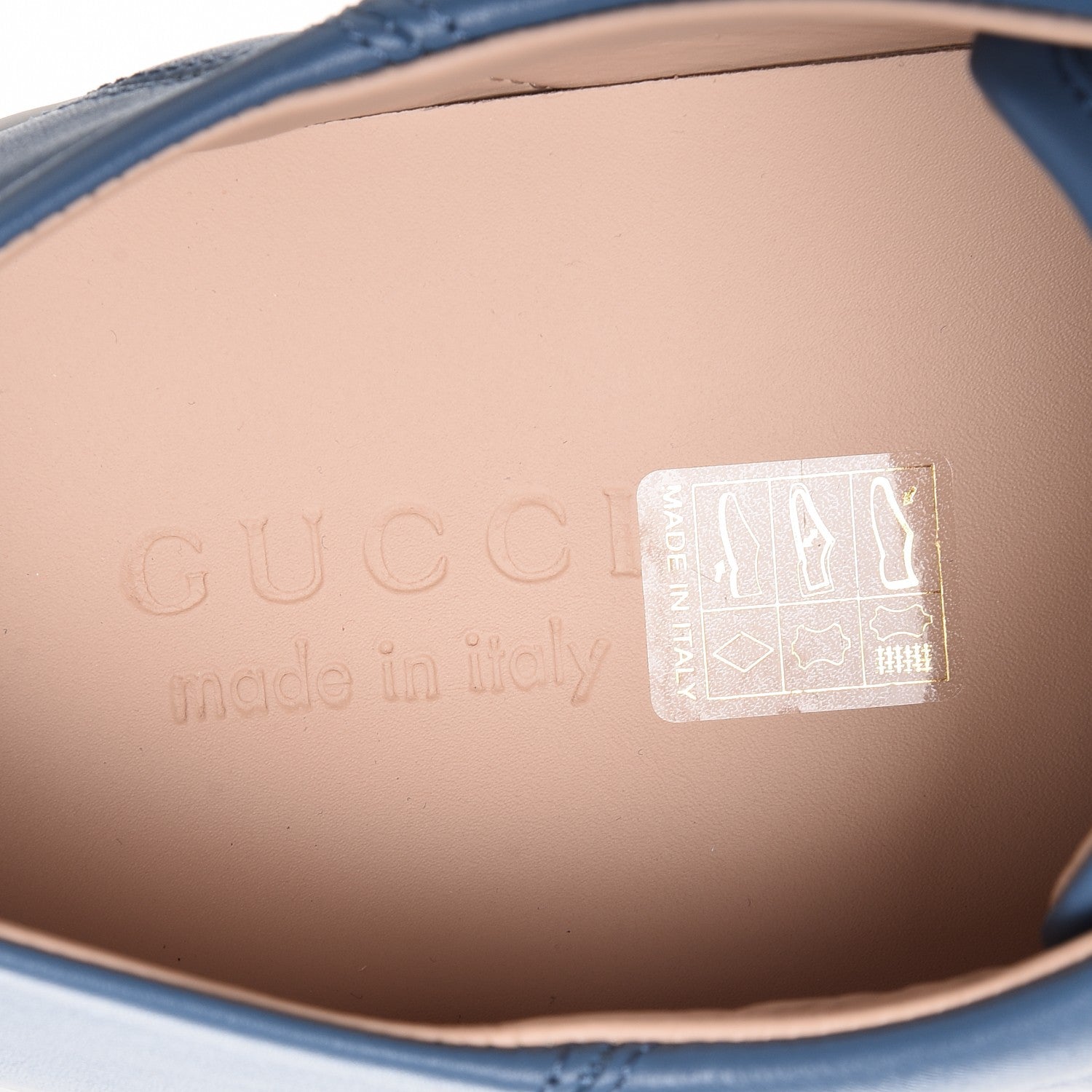 Gucci Calfskin Web Bee Star Embroidered Mens Sylvie Web Ace Sneakers 10.5 Blue 7 of 9