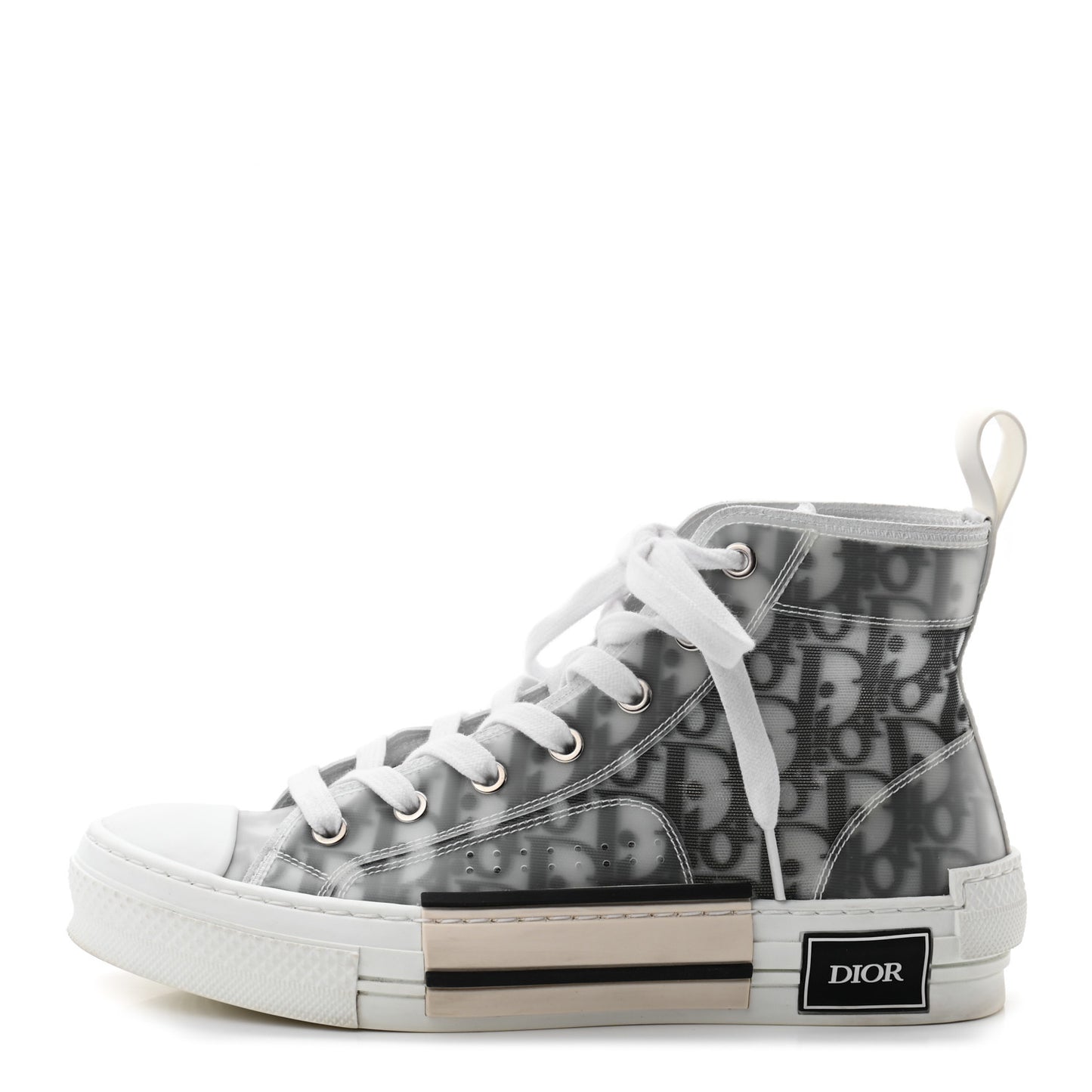 Technical Canvas Oblique Mens B23 High Top Sneakers 38 White Black