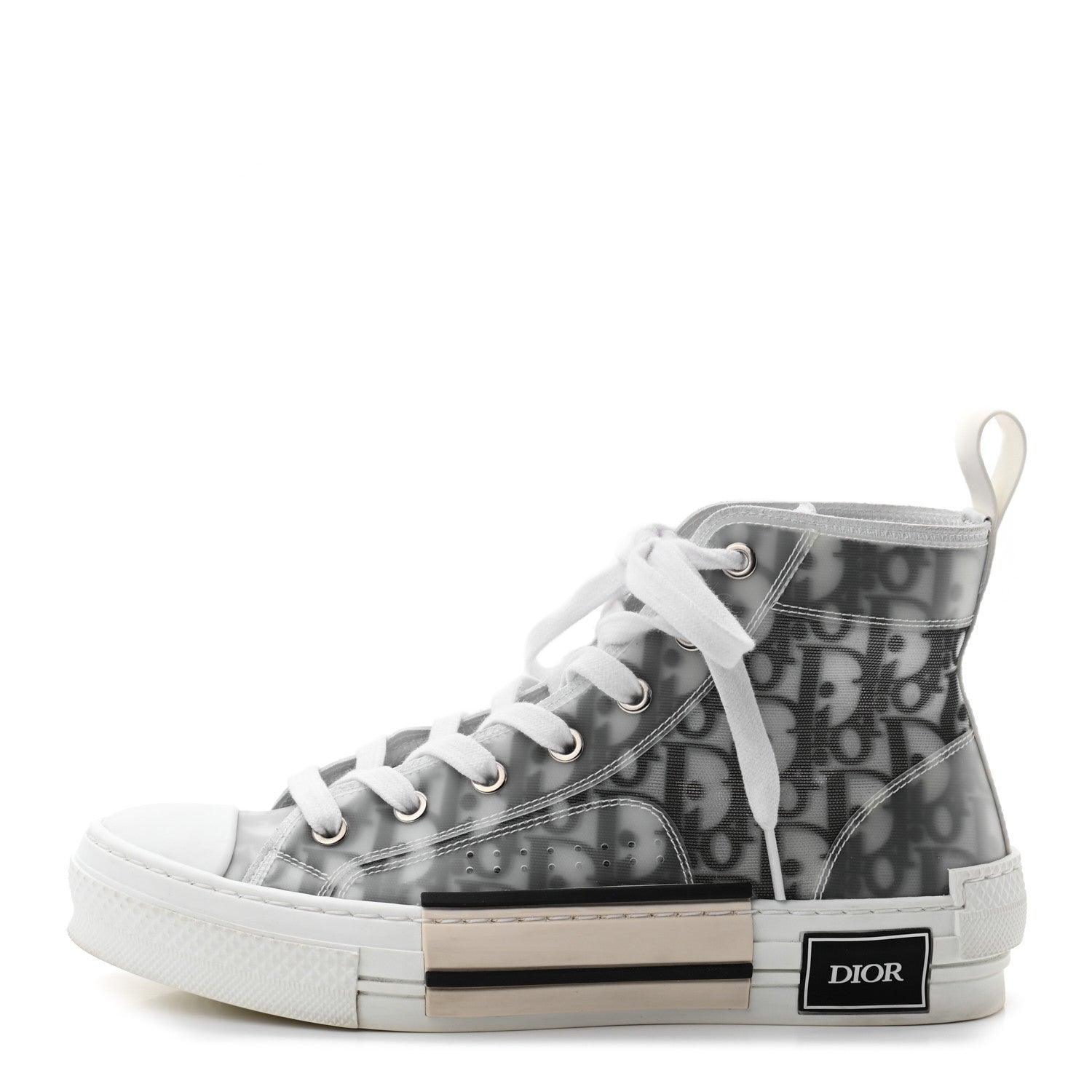 Christian Dior Technical Canvas Oblique Mens B23 High Top Sneakers 38 White Black 1 of 9