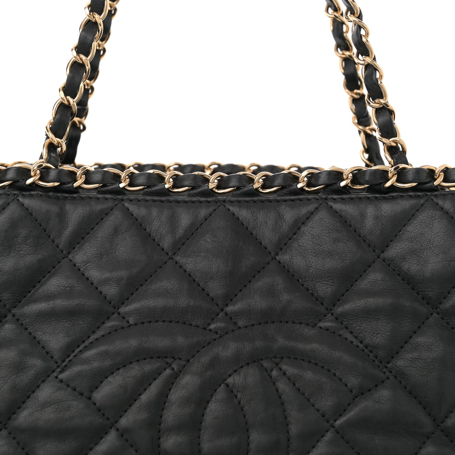 Calfskin Quilted Small Chain Me Tote Black