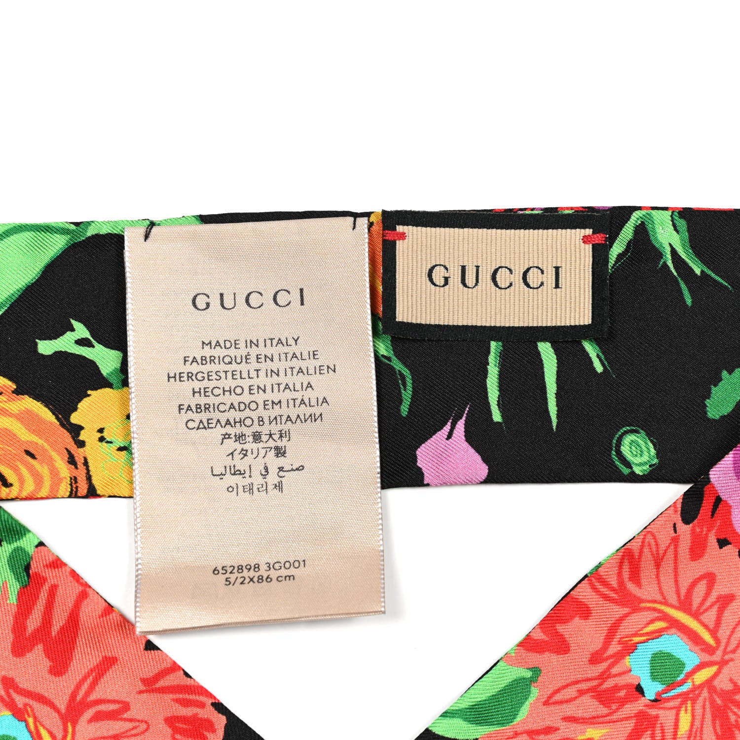 Gucci X KEN SCOTT Silk Twill Jennina Neck Bow Scarf Black Pink 3 of 4