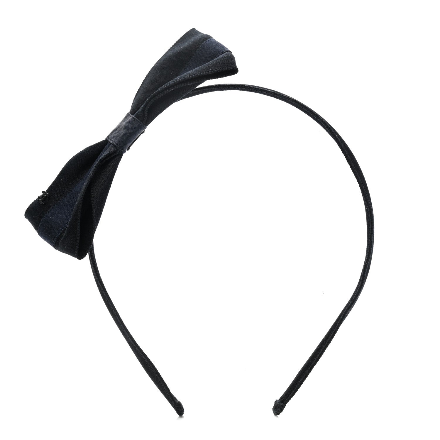 Chanel Silk CC Bow Headband Black Navy 1 of 5