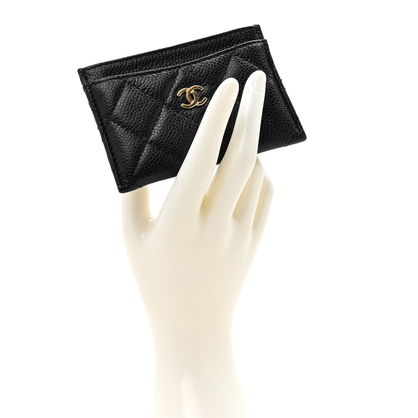 Caviar Quilted Card Holder Black