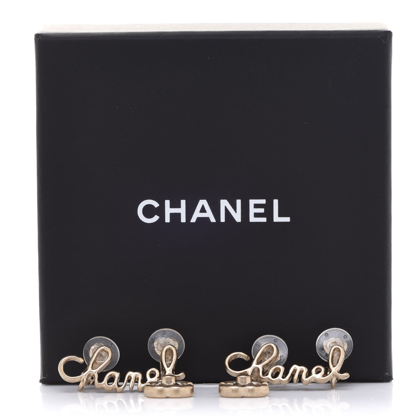 Metal CC Turnlock Climber Clip On Earrings Gold