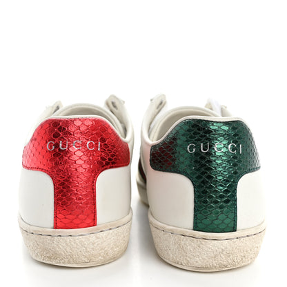 Gucci Calfskin Ayers Bee Embroidered Womens Ace Sneakers 36 White Green 6 of 10