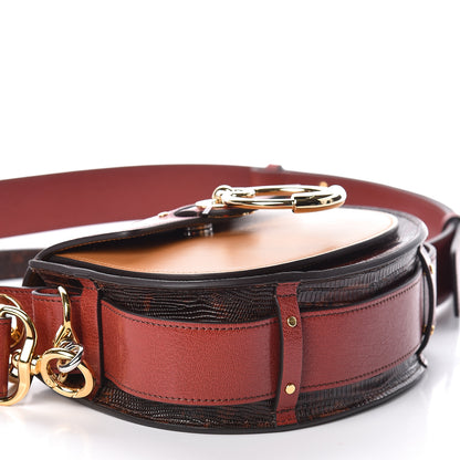Chloe Calfskin Lizard Embossed Small Tess Bag Sepia Brown 7 of 8