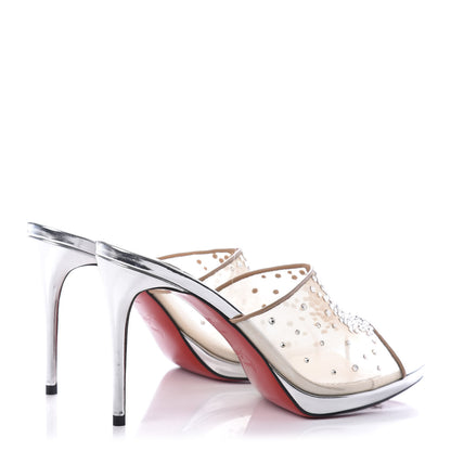 Christian Louboutin Rete Nappa Specchio Violas 100 Mule 36.5 Version Silver 4 of 8