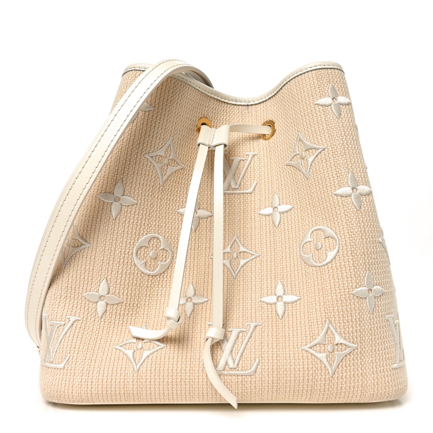 Cotton Monogram Embroidered Neonoe MM Beige White