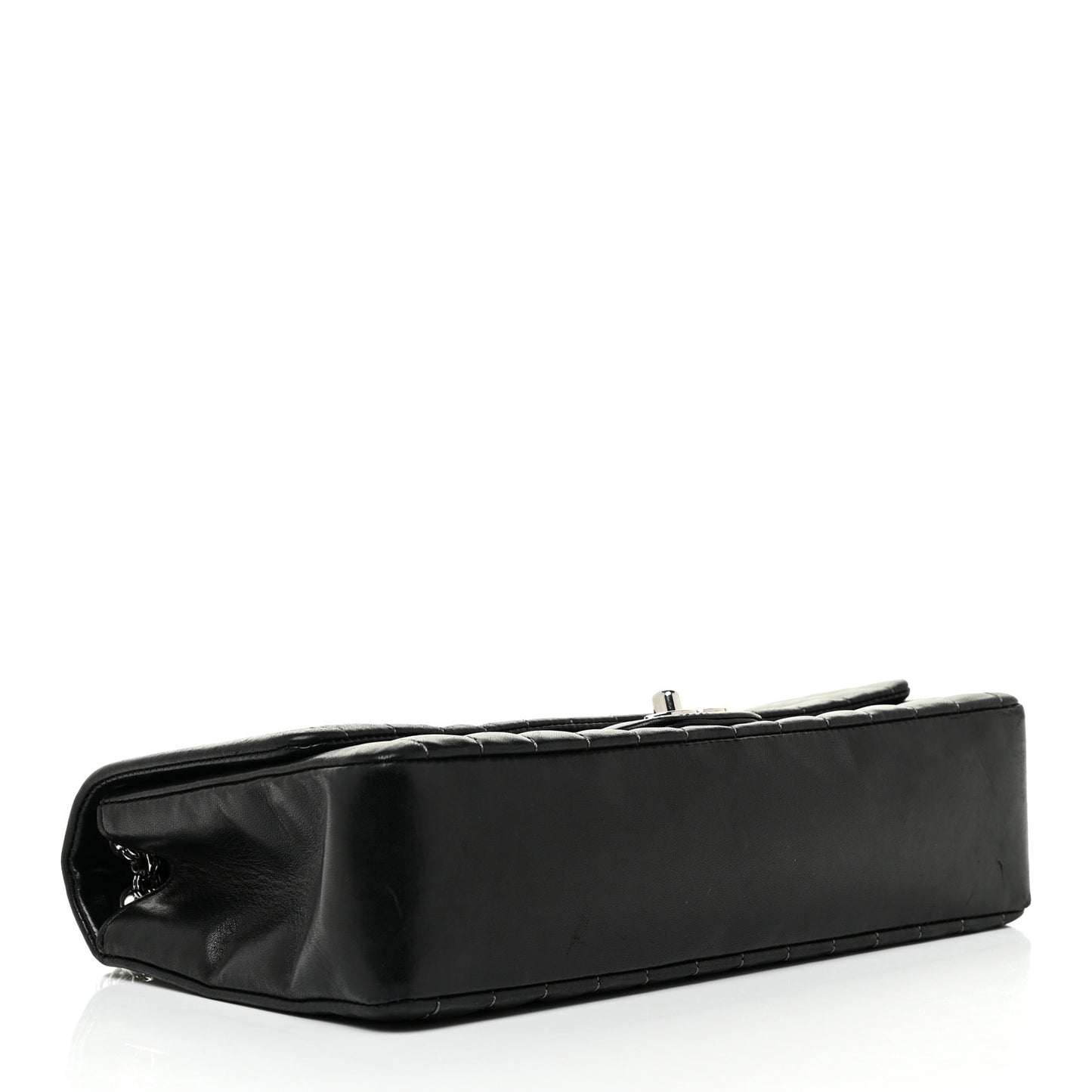 Lambskin Vertical Quilted Medium Single Flap Black