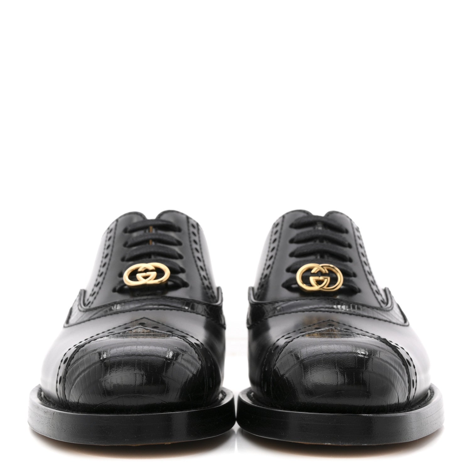 Gucci Glossy Calfskin Tejus Womens Lace Up Loafers 35 Black 3 of 10