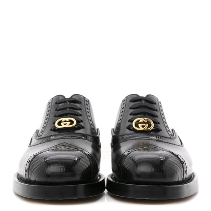 Gucci Glossy Calfskin Tejus Womens Lace Up Loafers 35 Black 3 of 10