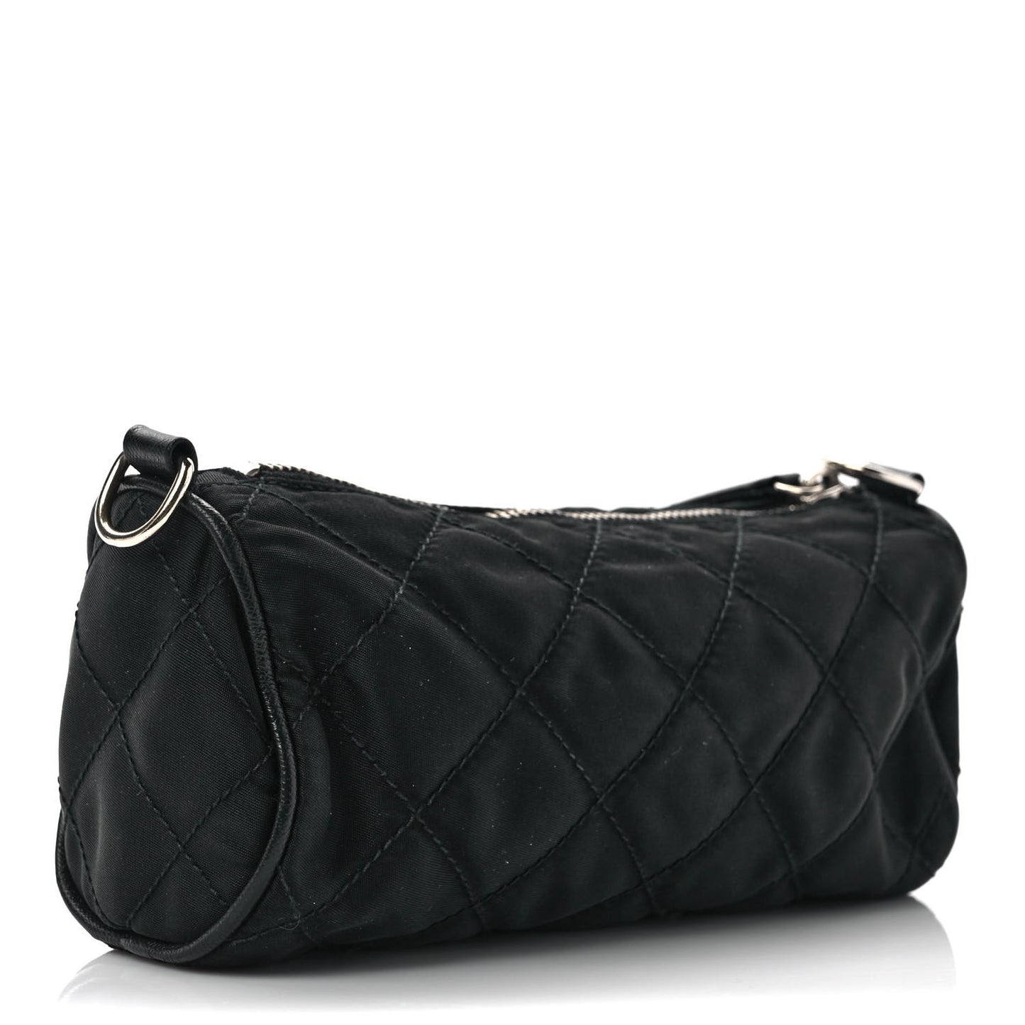 Tessuto Nylon Saffiano Impunturato Quilted Barrel Pochette Black