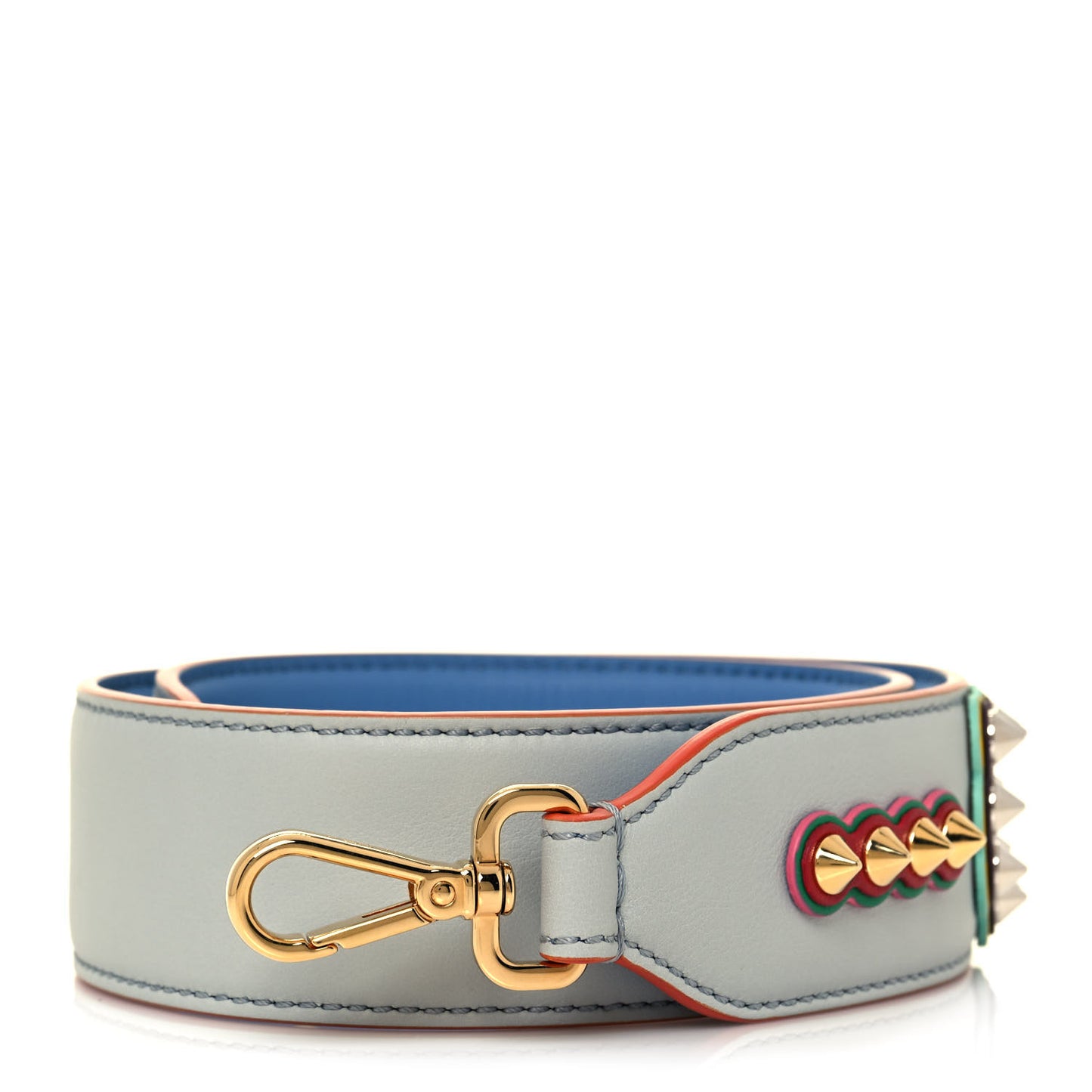 Vitello Dolce Fun Fair Metal Studded Strap You Grigio Perla Blue Multicolor