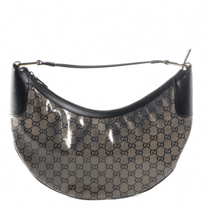 Gucci Crystal Monogram Half Moon Hobo Black 1 of 7