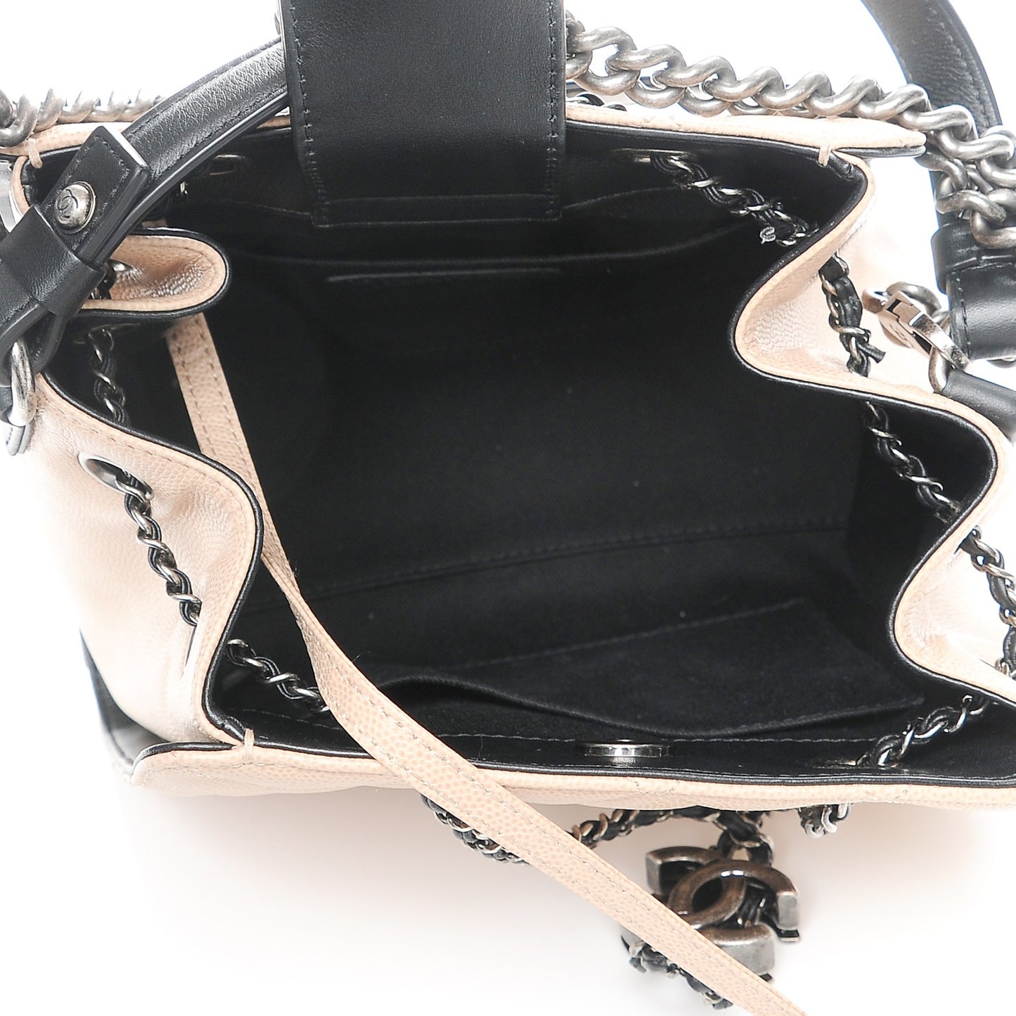 Caviar Quilted Small CC Bucket Bag Beige