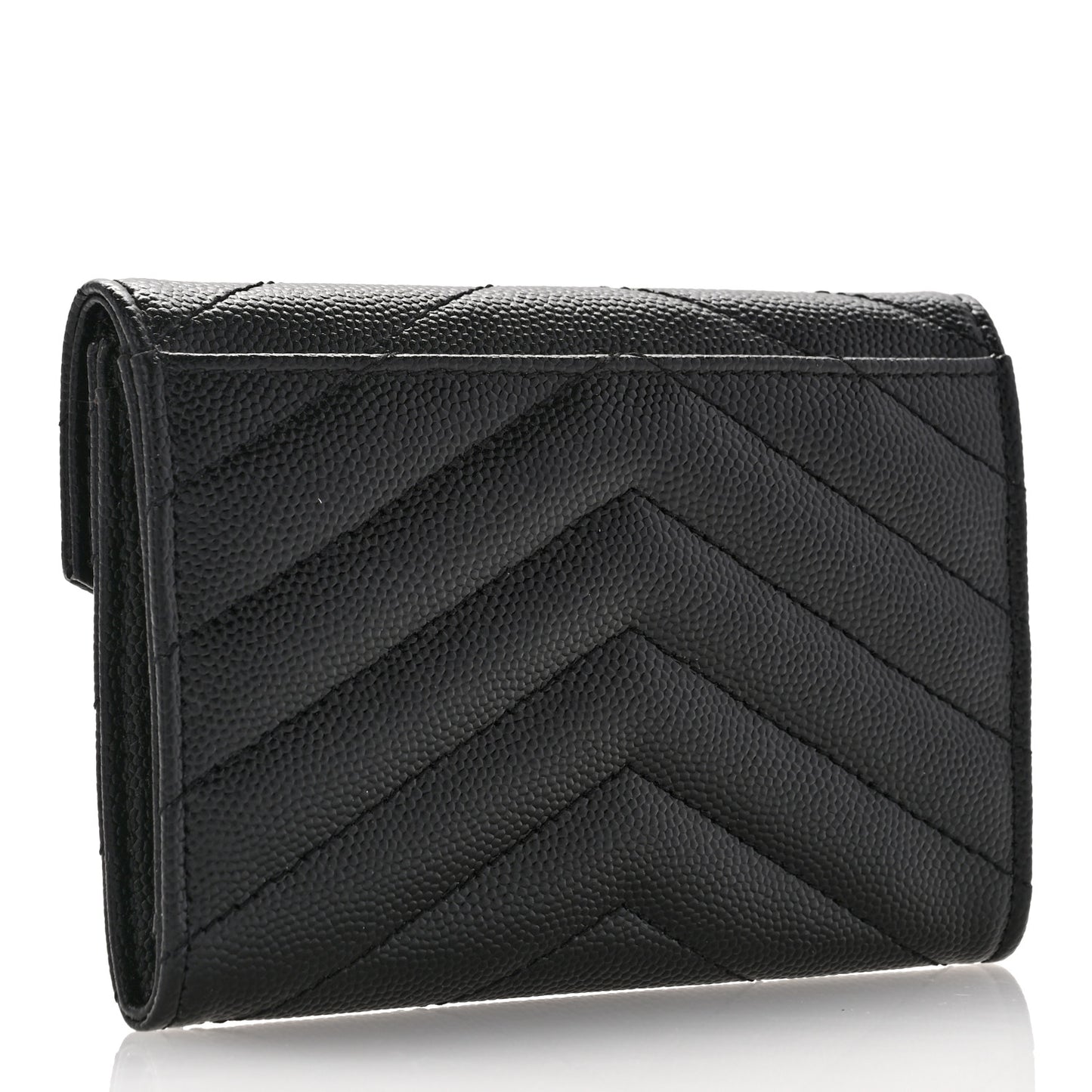 Grain De Poudre Matelasse Chevron Small Monogram Envelope Wallet Black