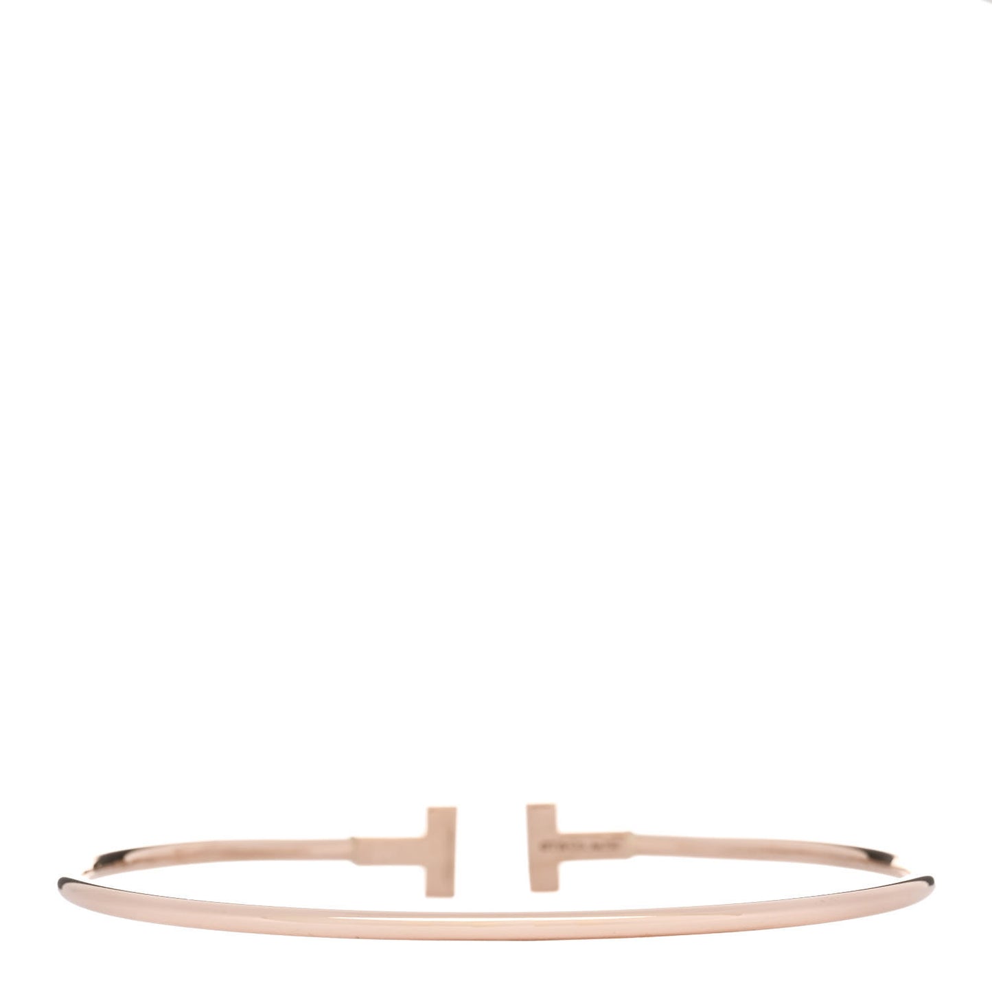 18K Rose Gold Narrow T Wire Bracelet