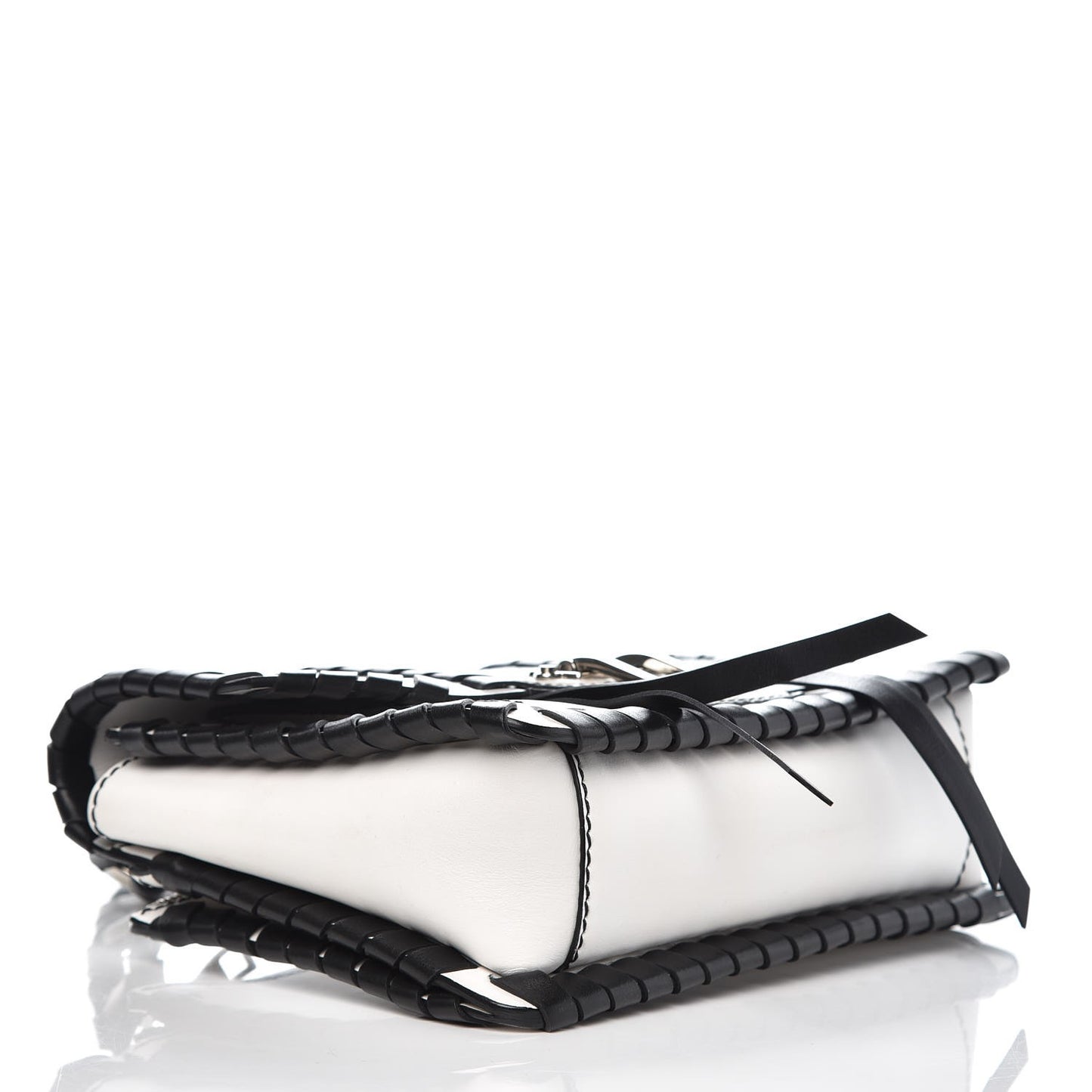 Calfskin Hava Whipstitch Shoulder Bag White Black