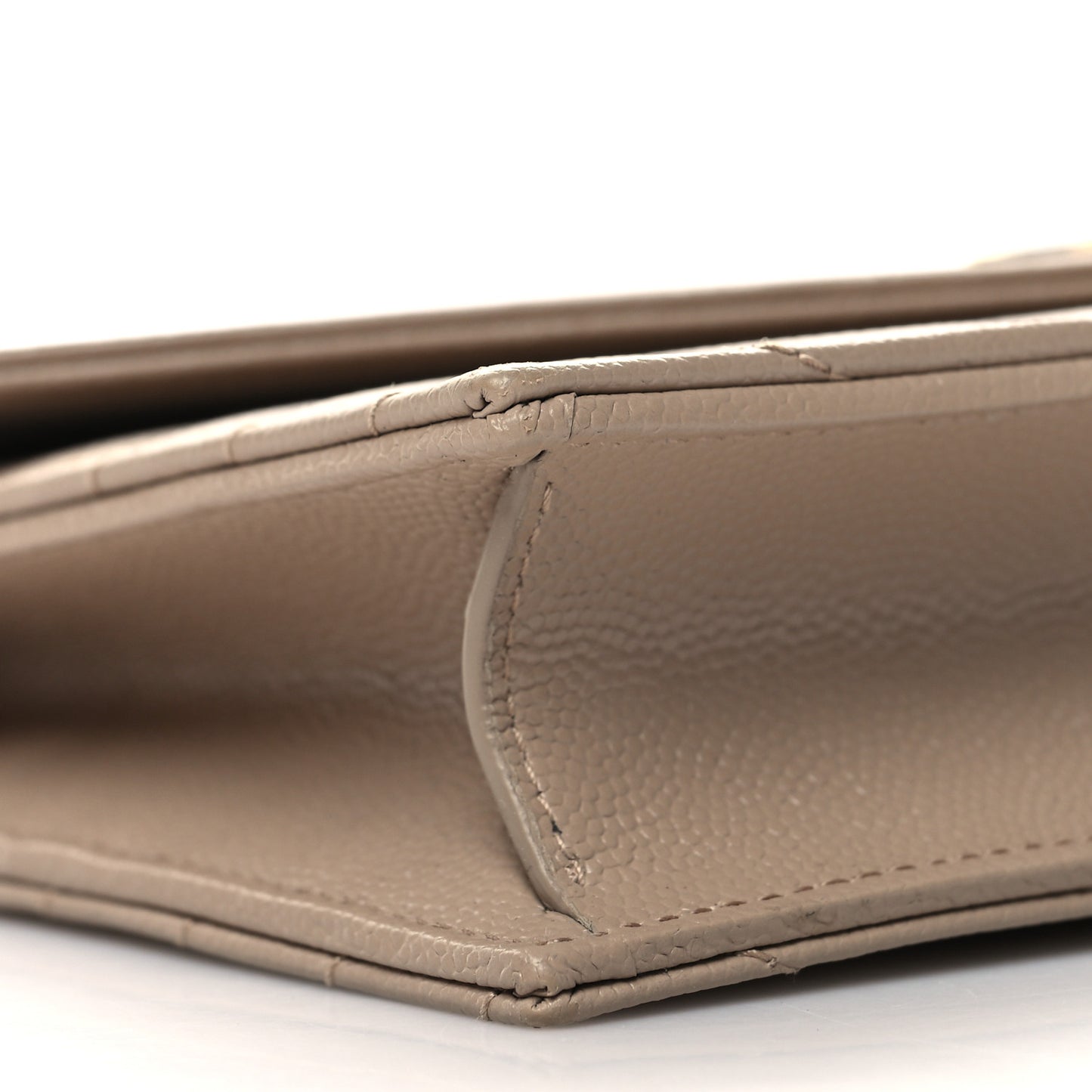 Grain De Poudre Matelasse Chevron Monogram Envelope Chain Wallet Dark Beige