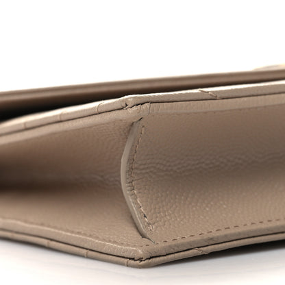 Saint Laurent Grain De Poudre Matelasse Chevron Monogram Envelope Chain Wallet Dark Beige 11 of 12