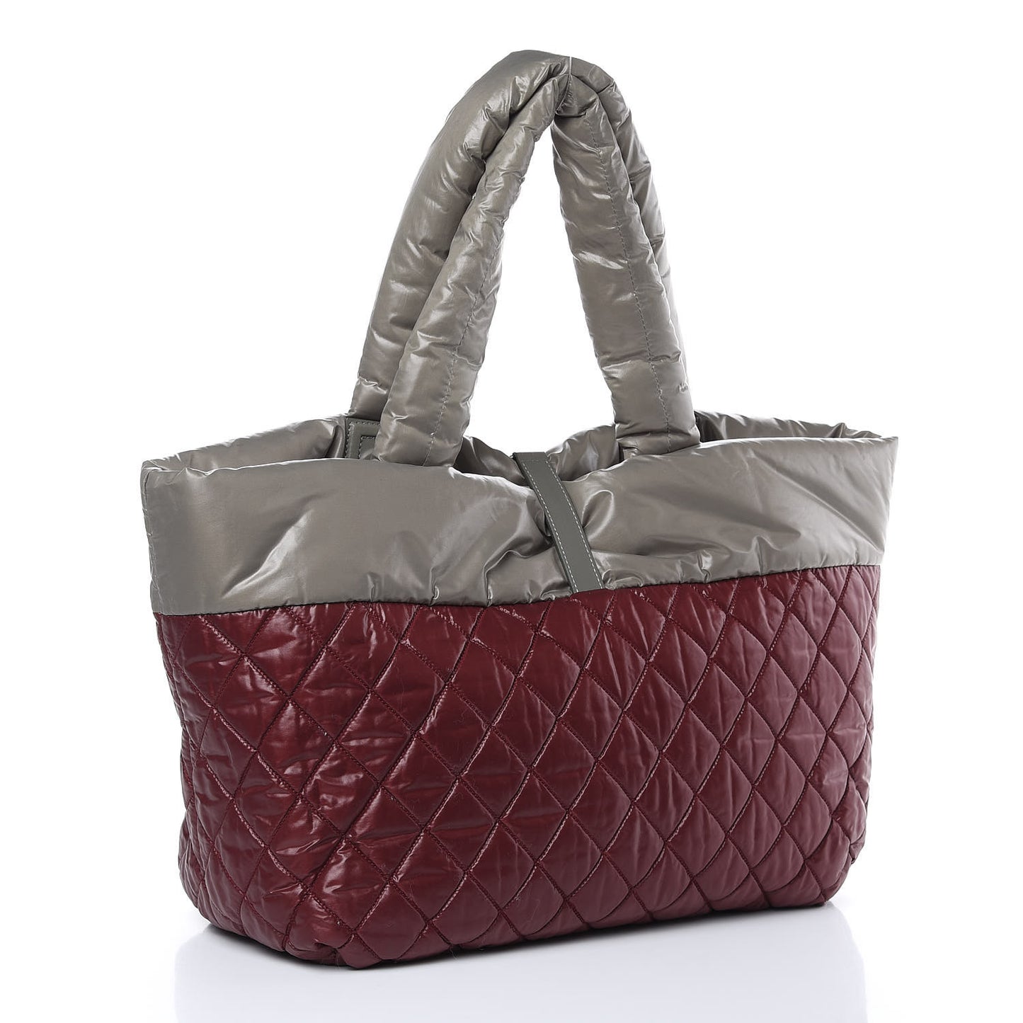 Nylon Quilted Medium Coco Cocoon Reversible Tote Grey