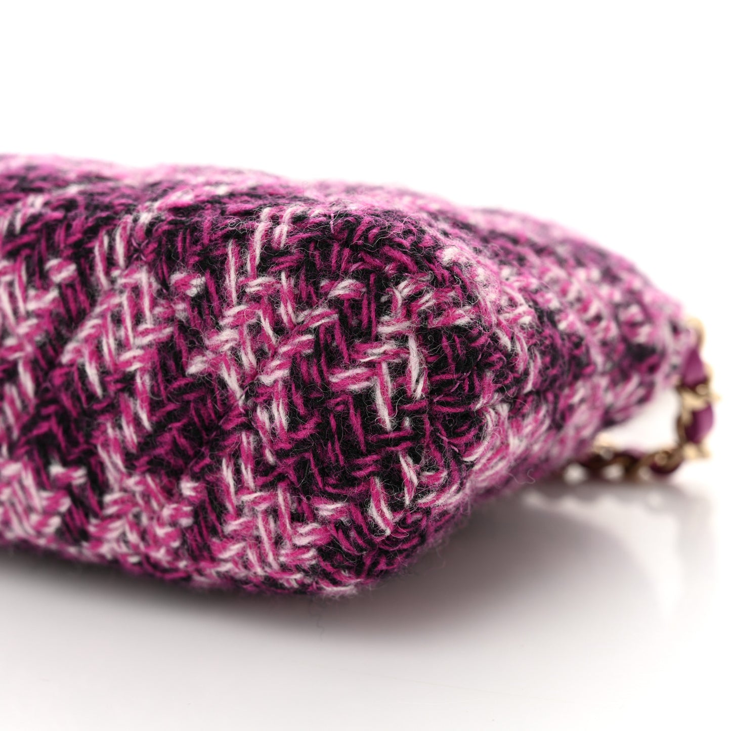 Tweed Quilted Mini Clutch With Chain Purple