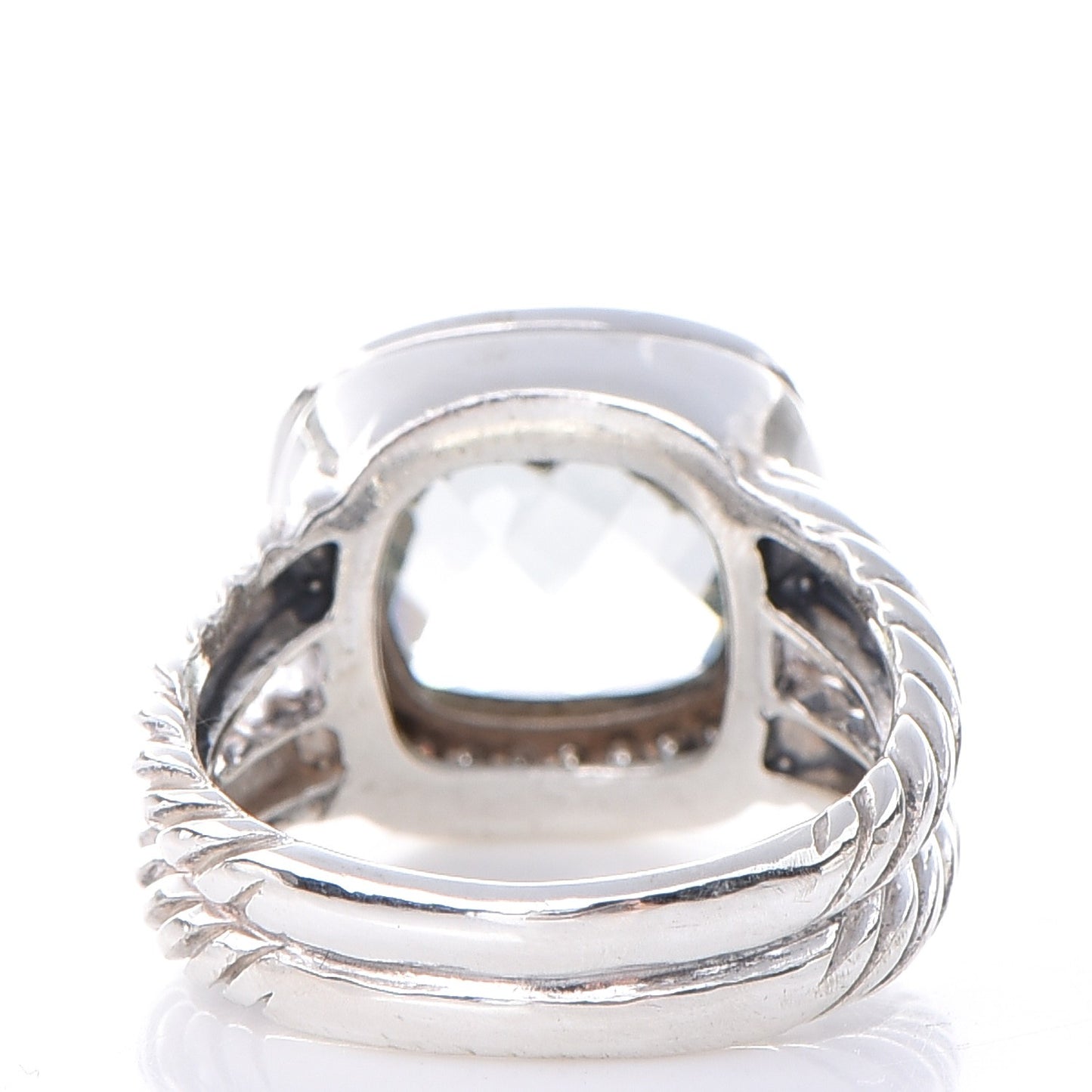 Sterling Silver Diamond Prasiolite 11mm Albion Ring 53 6.5