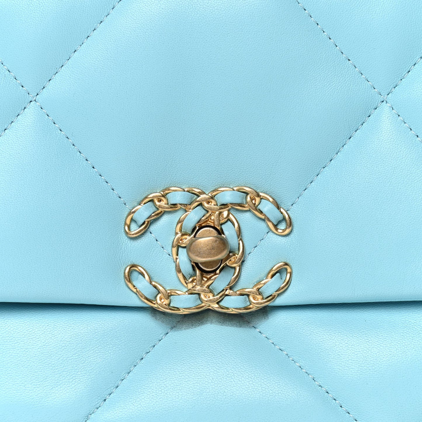 Lambskin Quilted Medium Chanel 19 Flap Light Blue