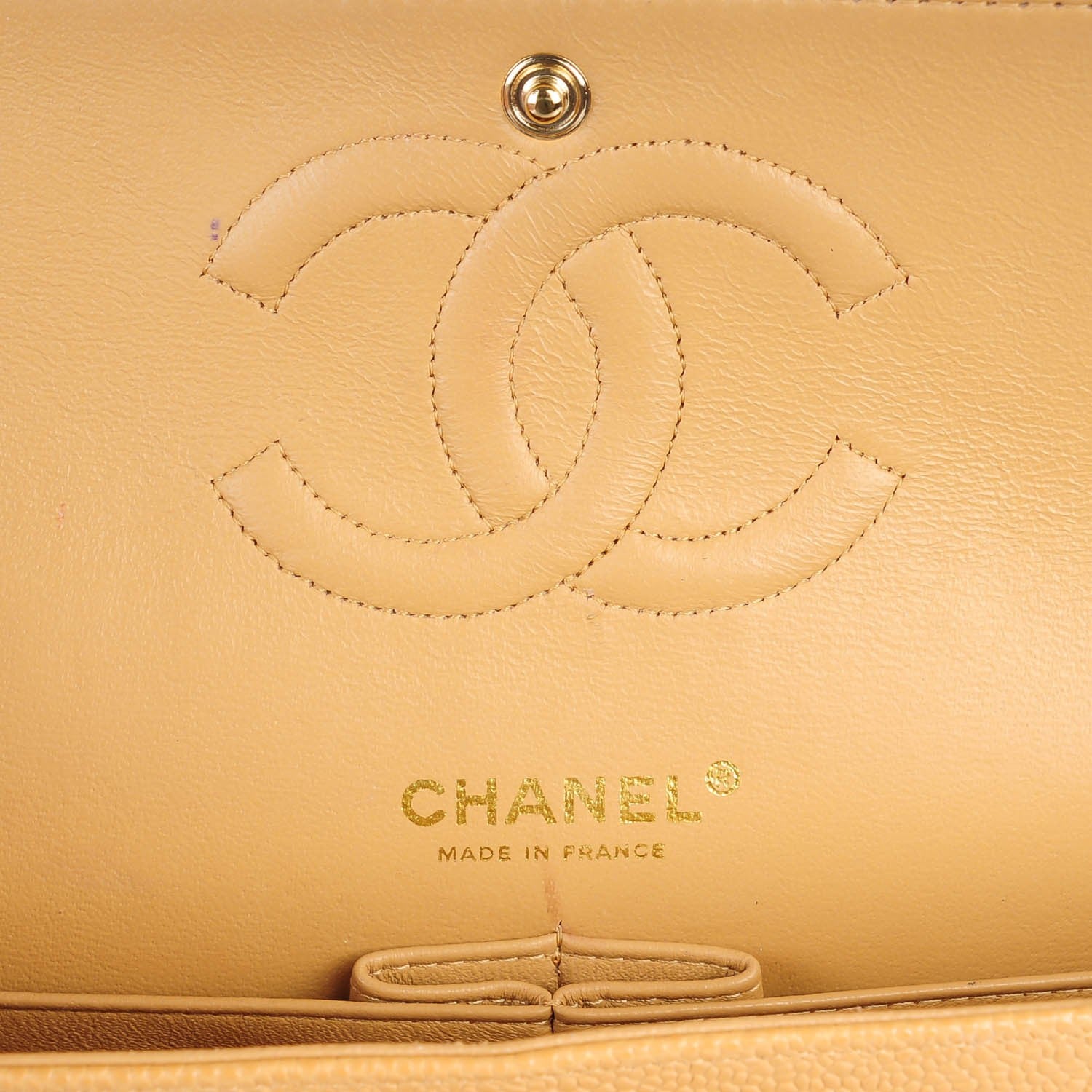 Chanel Caviar Quilted Medium Double Flap Beige 6 of 9