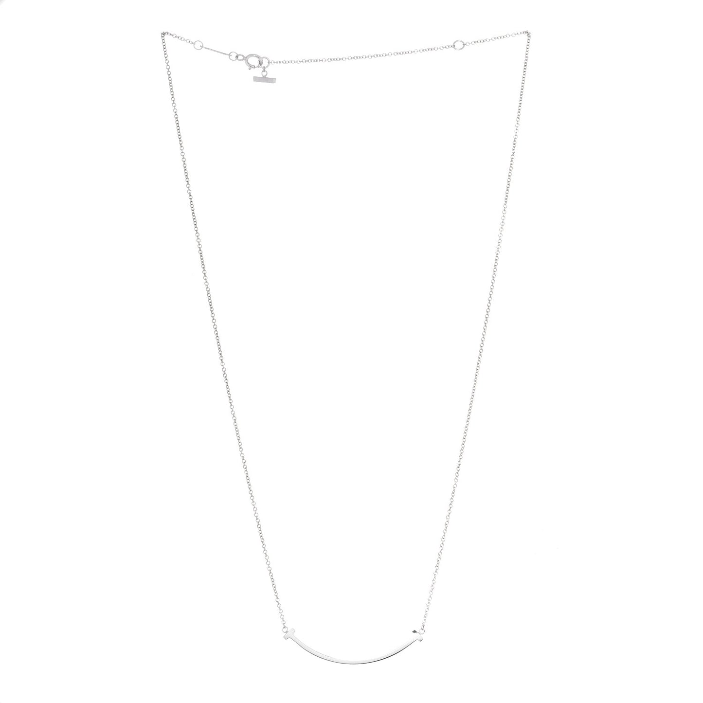 18K White Gold Small T Smile Pendant Necklace