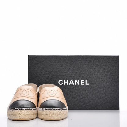 Chanel Lambskin CC Espadrilles 40 Beige Black 8 of 8